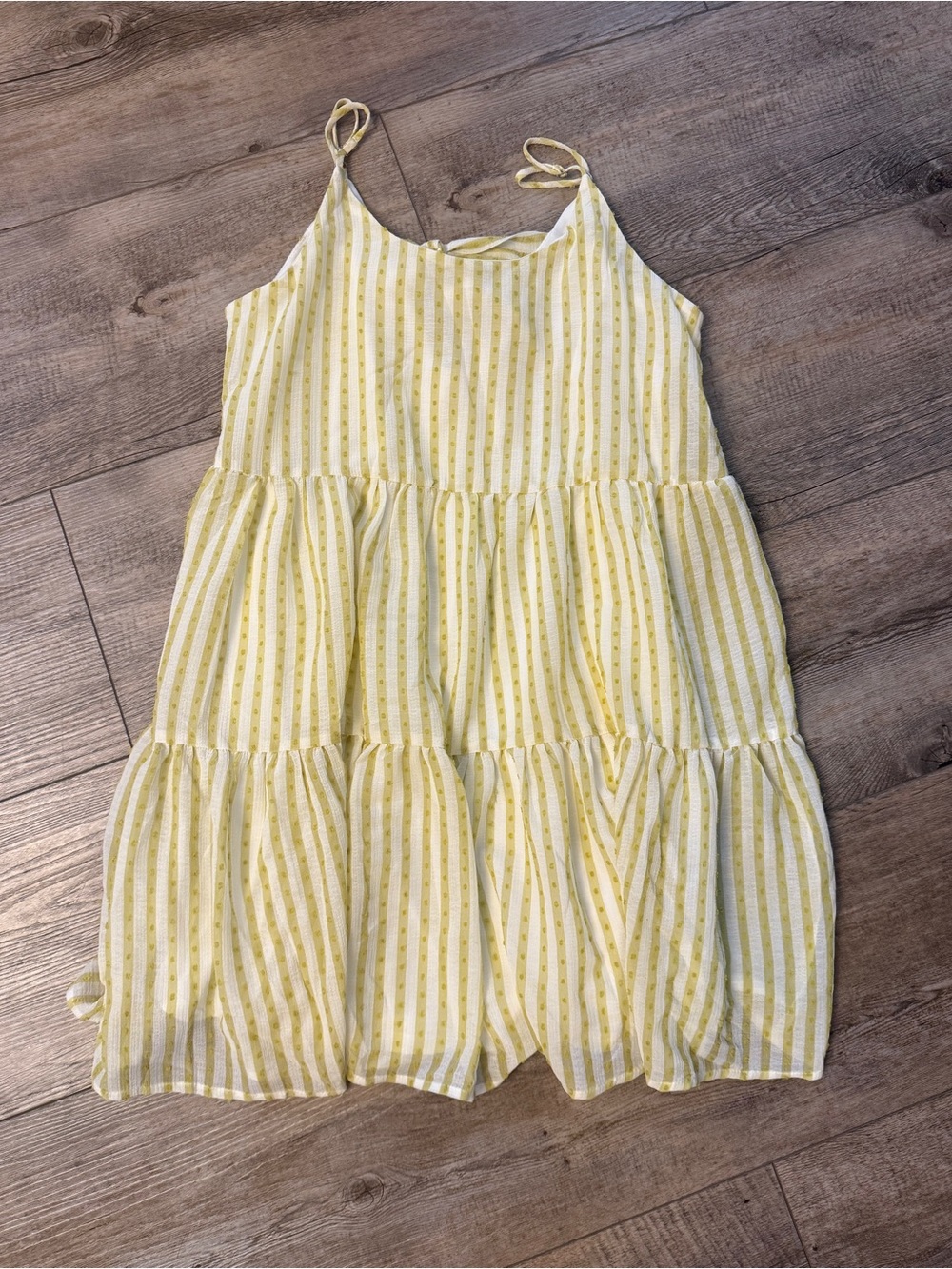 Blu Pepper Yellow and White Striped Tiered Sundress